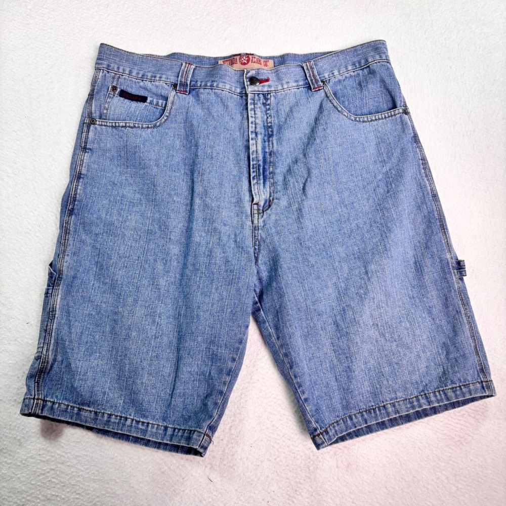 Nevada Jeans Co Carpenter Denim Shorts Light Wash Utility Workwear Size 38